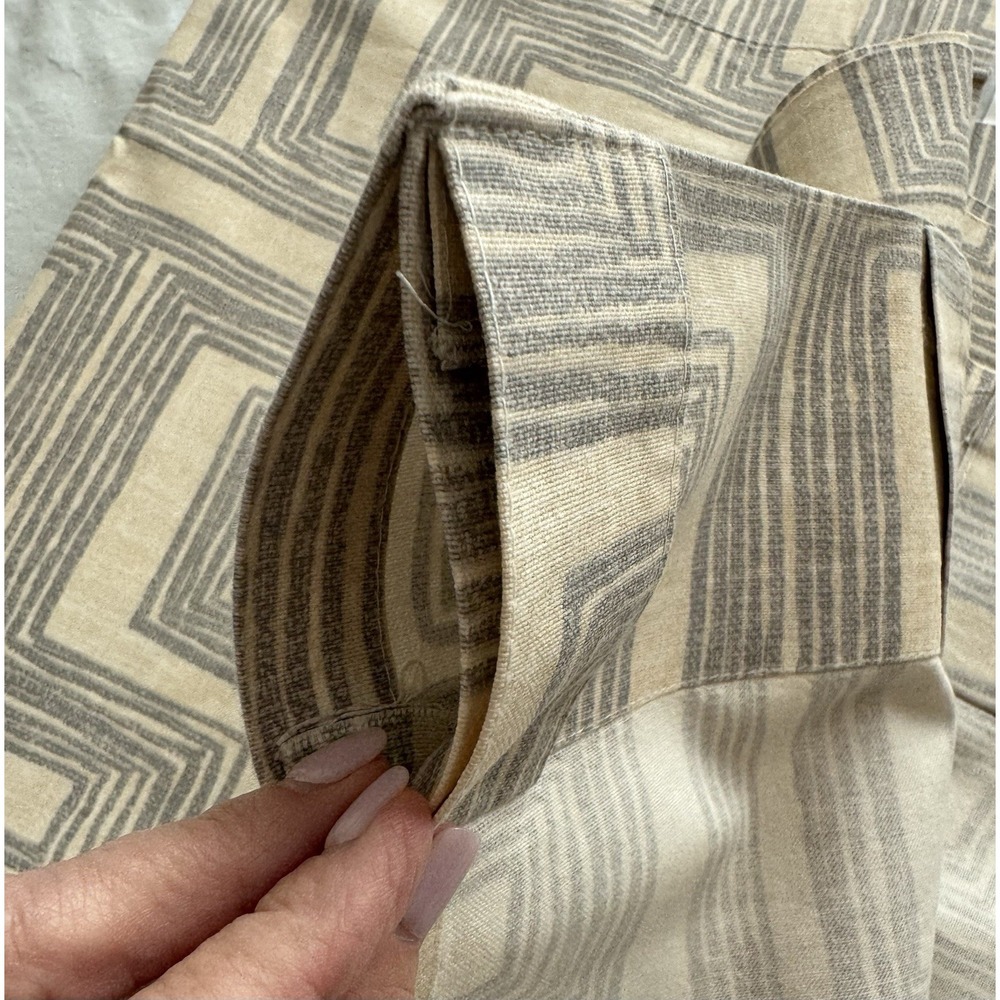 West Elm 100% Cotton Canvas Geometric Gray Beige Curtain Set 3 ~Panels 48 x 84 - Picture 5 of 9